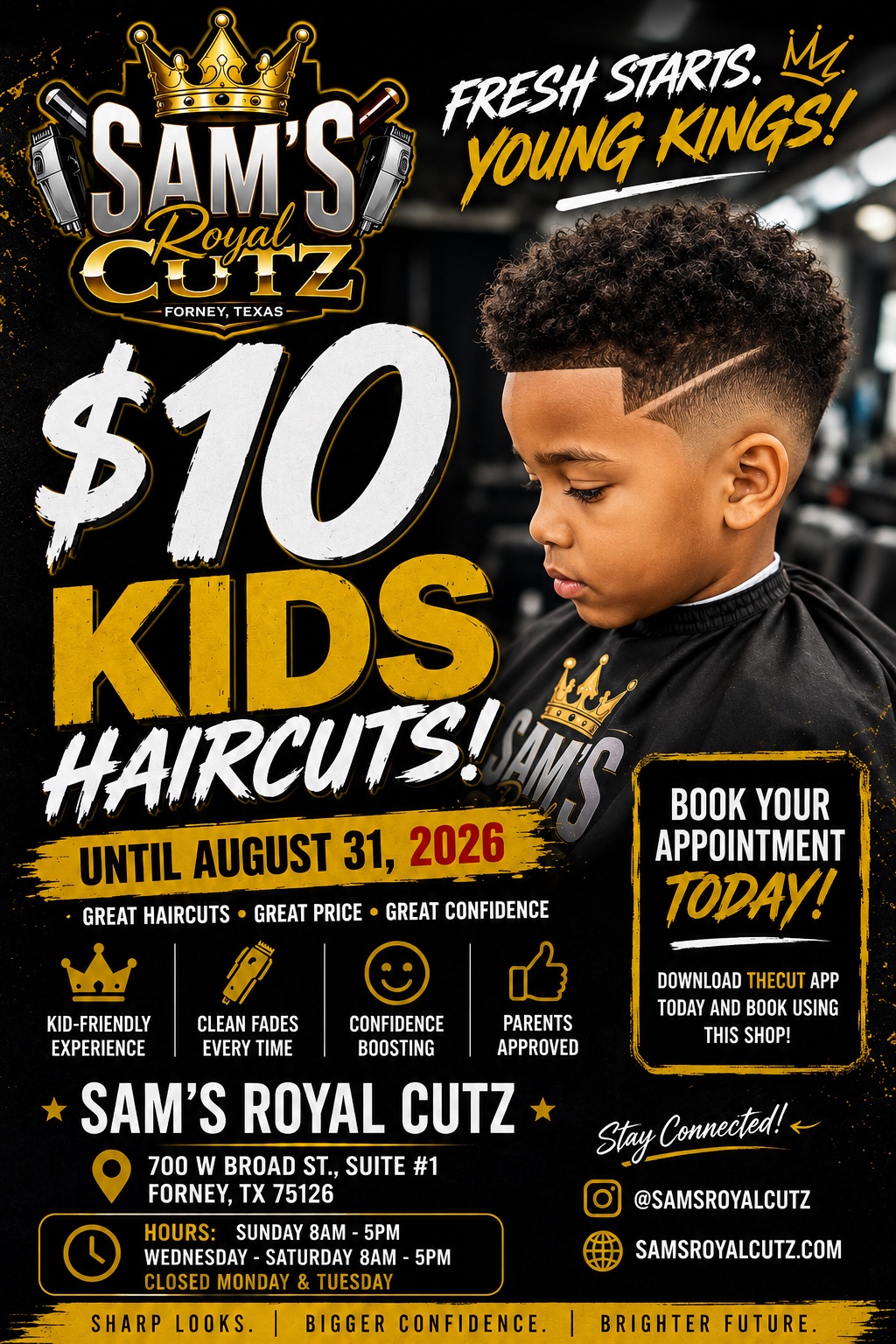 $10 kids haircuts through August 31, 2026