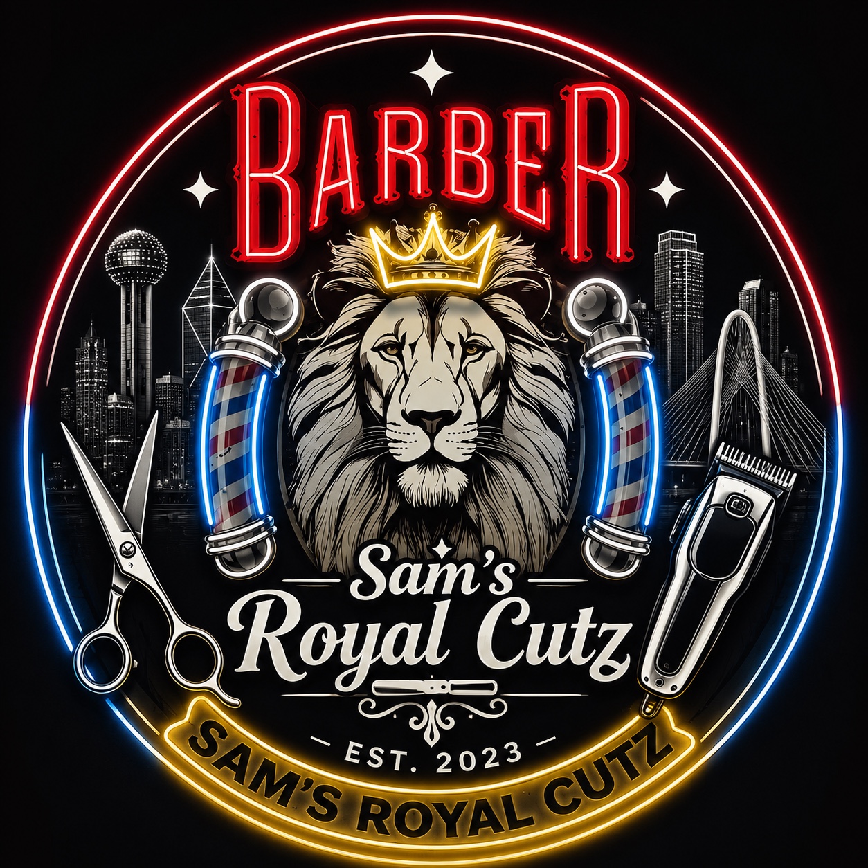 Sam's Royal Cutz lion logo